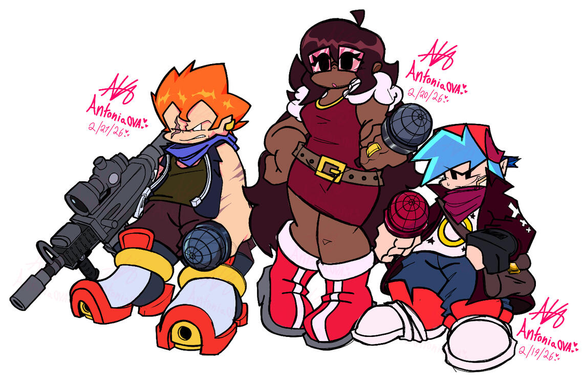 FNF Redesigns - 3 Shaded Full body Drawings
