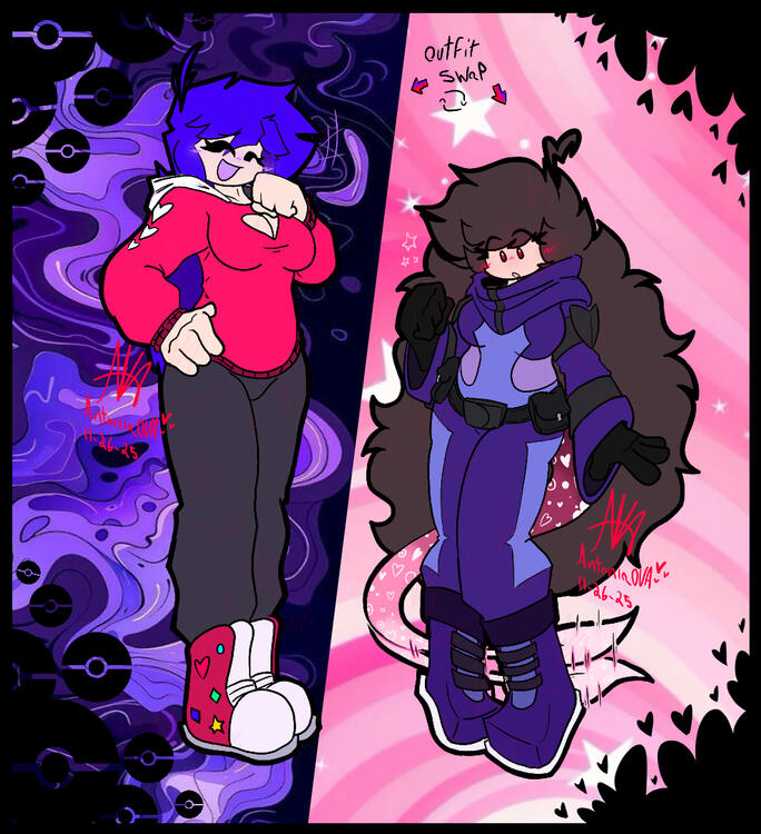 Europa & Antonia Outfit Switch Flat Colored Art