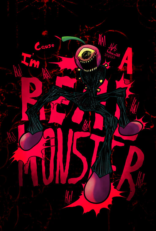 Chester The Cherry Monster (D-Sides Redux) - Full Body Rendered Art